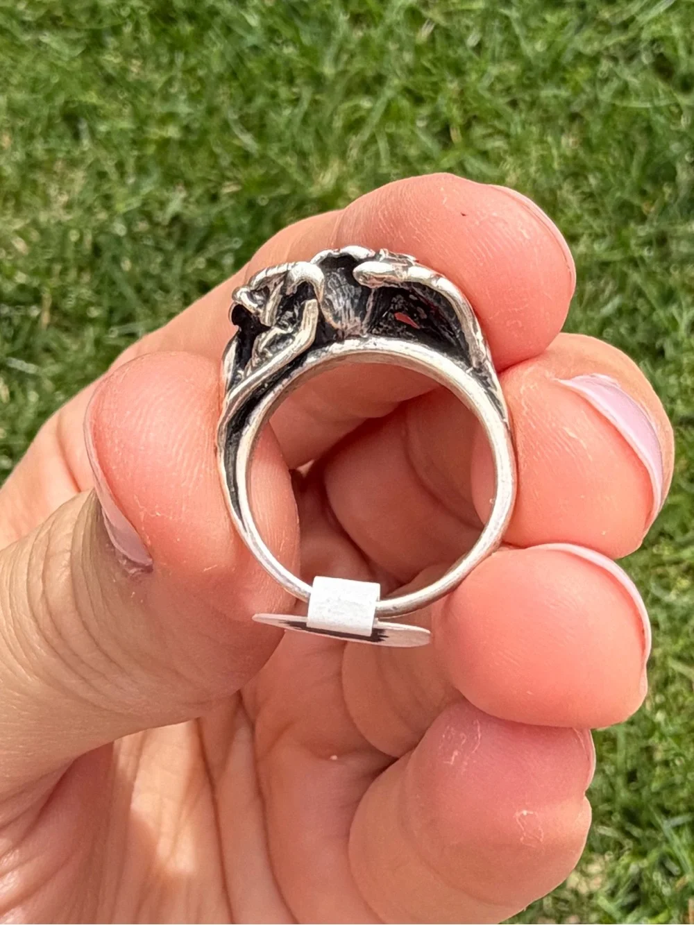 Vintage Gorgeous Turquoise Rose Sterling Silver Ring - Women Jewelry - Size 5
